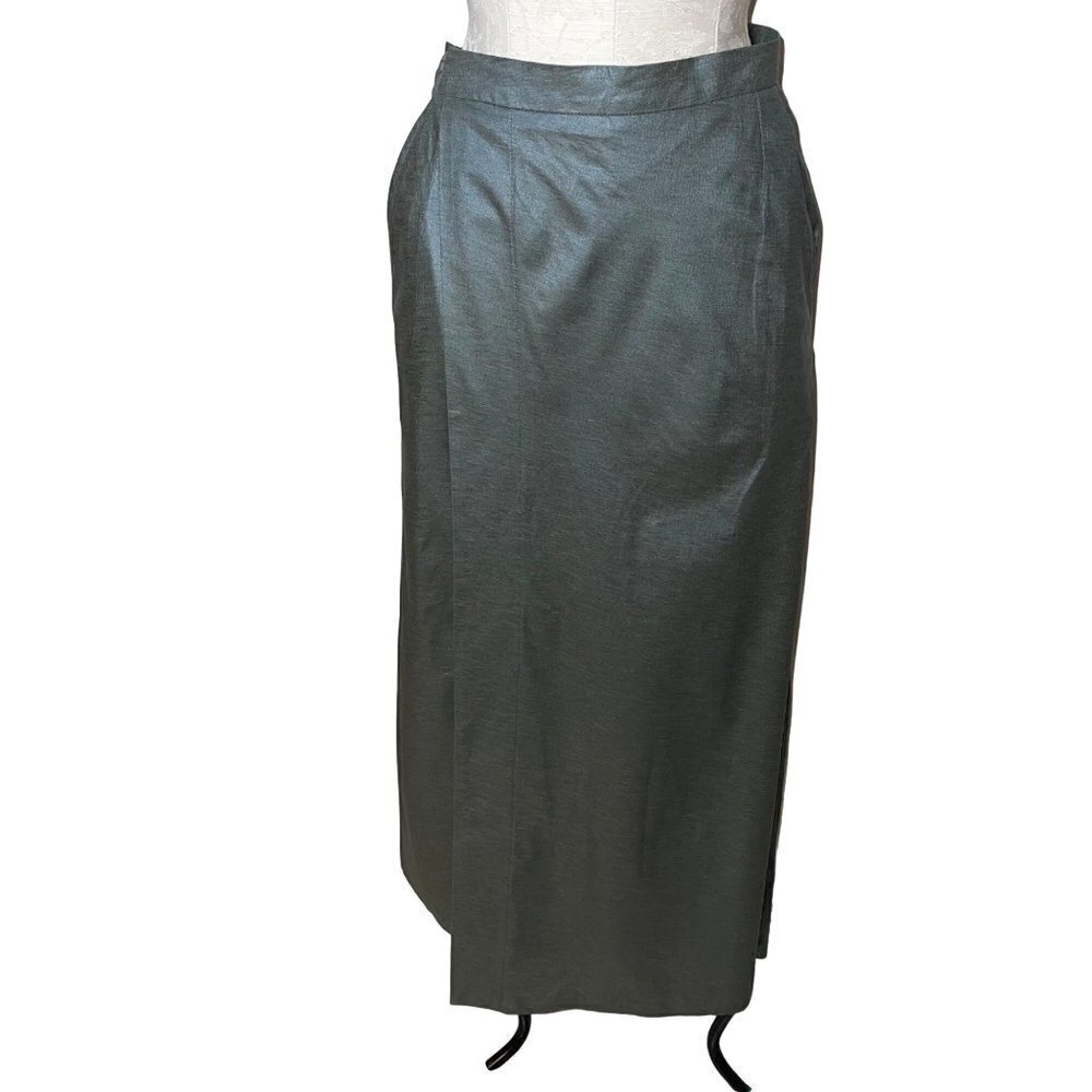DNK By Nada Dosen Womens Pia Skirt Size 6 Gray Silver Pure Viscose Side Zip New